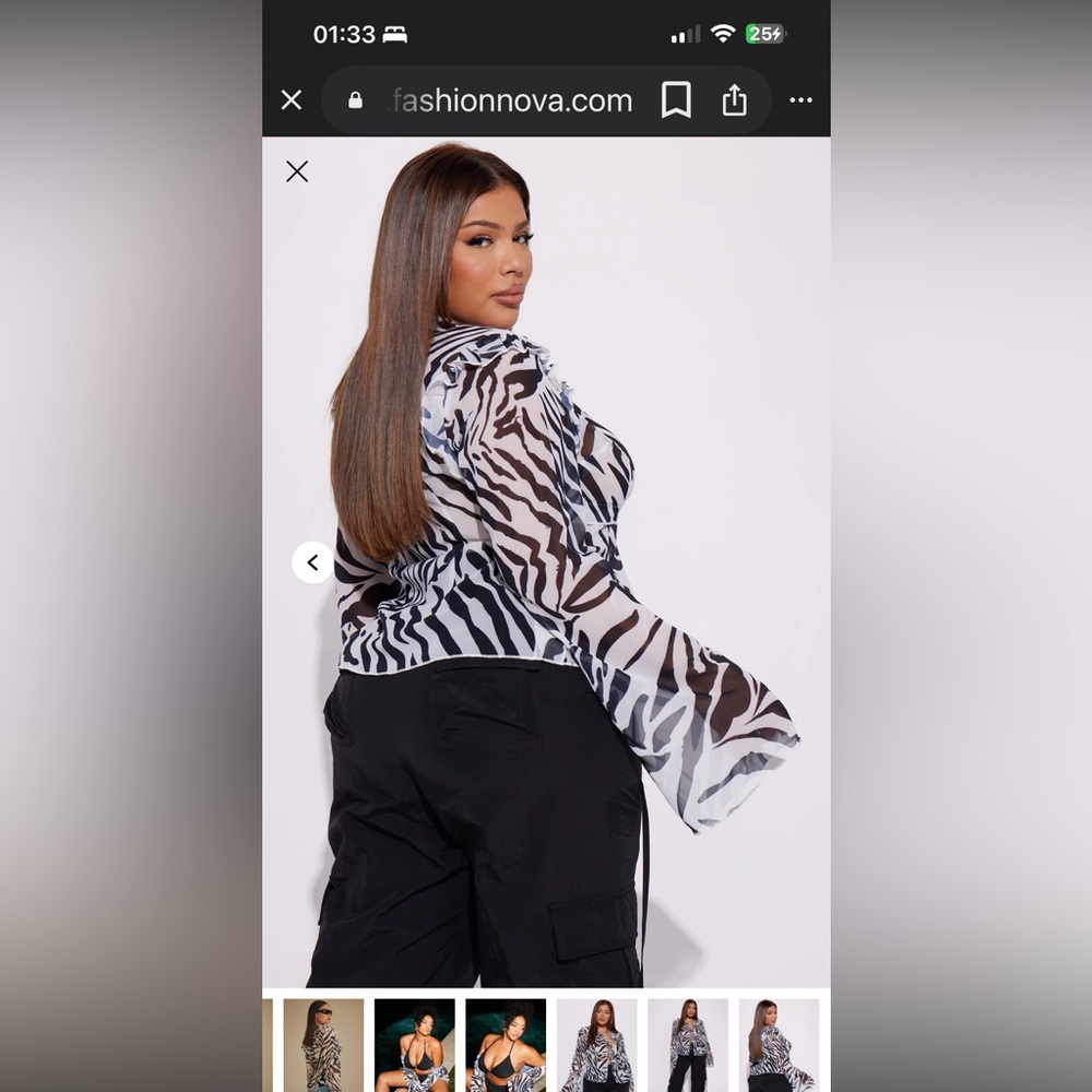 Fashion Nova Zebra Print Sheer Blouse - Picture 2 of 10